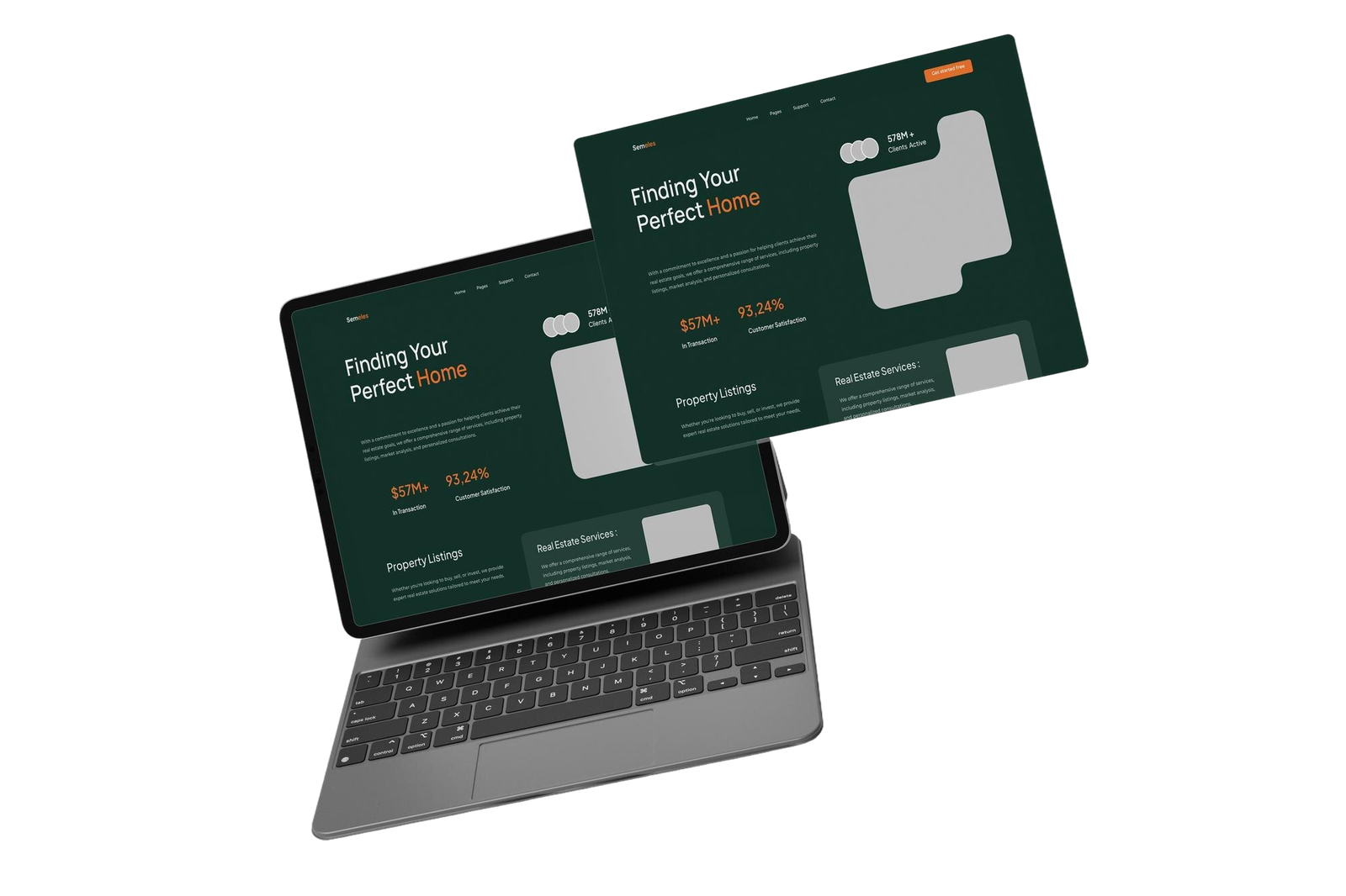 Premium laptop screen website mockup